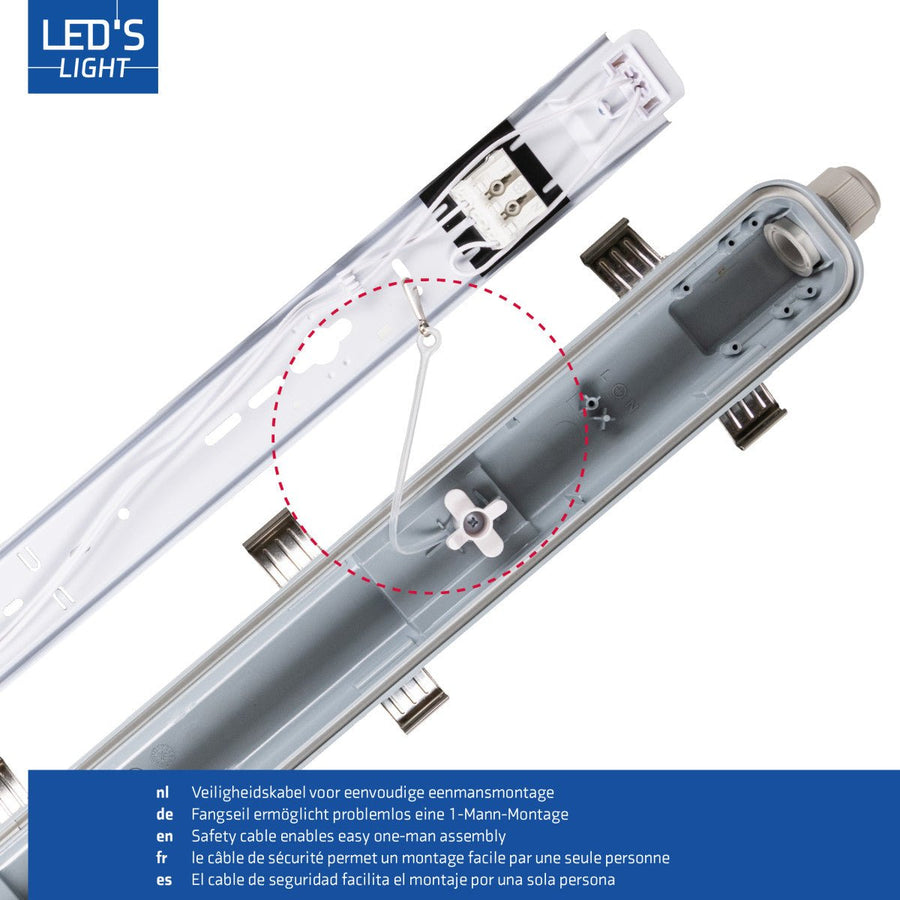 4 PACK -LED's Light Complete LED TL lamp met LED buis 150 cm - Binnen en buiten - 3060lm - 16.5W - 4000K - 185lm/w - Energielabel B led.gl