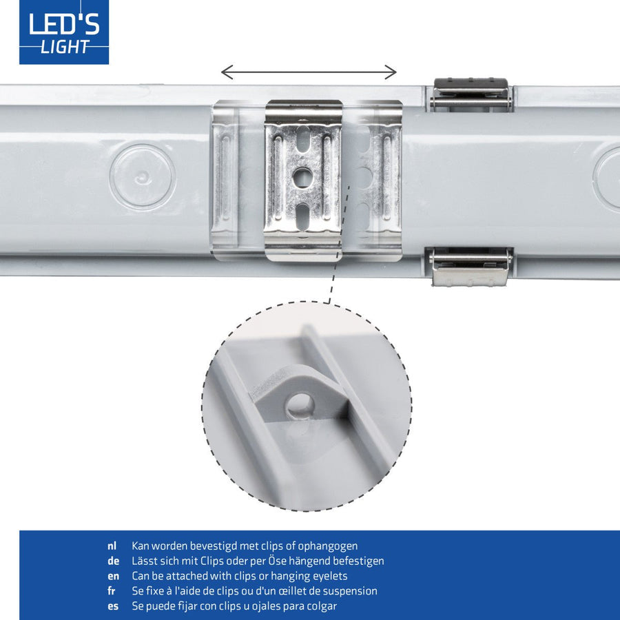4 PACK -LED's Light Complete LED TL lamp met LED buis 150 cm - Binnen en buiten - 3060lm - 16.5W - 4000K - 185lm/w - Energielabel B led.gl