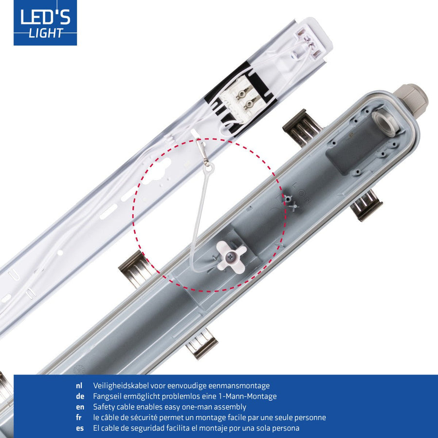 4 PACK - LED's Light Complete LED TL lamp met LED buis 60 cm - Binnen en buiten - 1100 lm - 1x6W - 185lm/w - Energielabel B led.gl