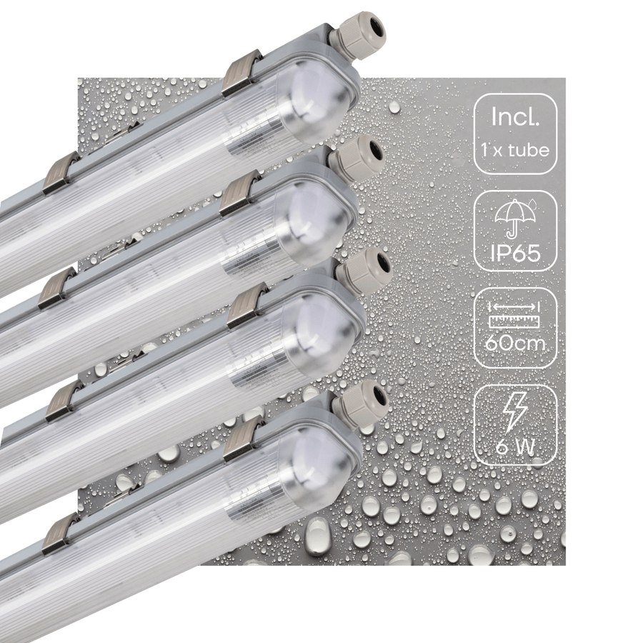 4 PACK - LED's Light Complete LED TL lamp met LED buis 60 cm - Binnen en buiten - 1100 lm - 1x6W - 185lm/w - Energielabel B led.gl