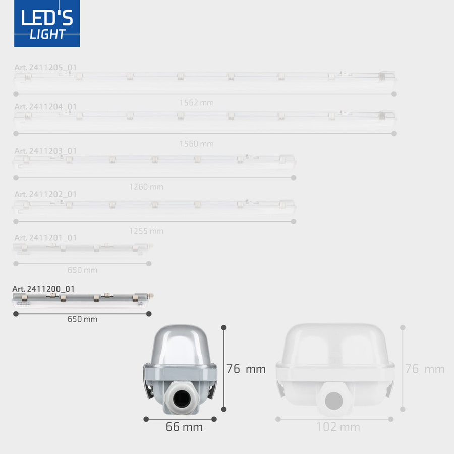 4 PACK - LED's Light Complete LED TL lamp met LED buis 60 cm - Binnen en buiten - 1100 lm - 1x6W - 185lm/w - Energielabel B led.gl