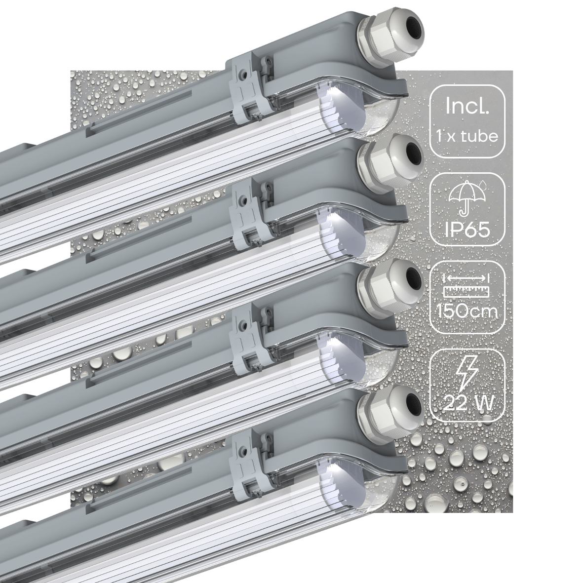 4 PACK - LED's Light LED TL armatuur 150 cm compleet met LED TL buis - 2880lm led.gl