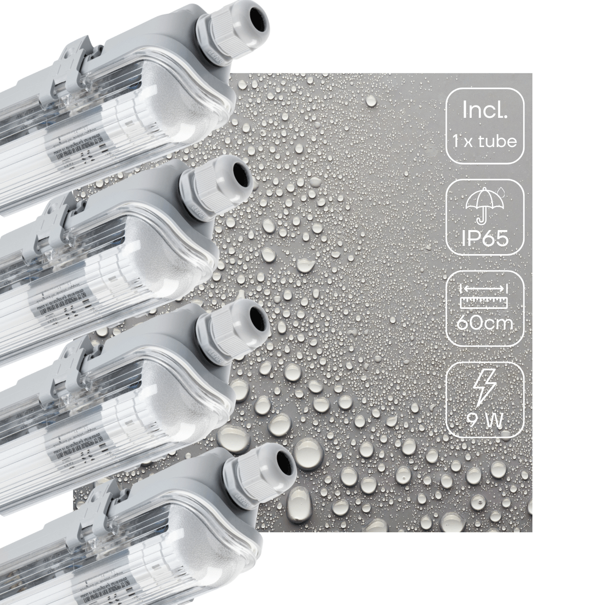 4 PACK - LED's Light LED TL armatuur 60 cm compleet met LED TL buis - 1080lm - 9W - 4000K led.gl