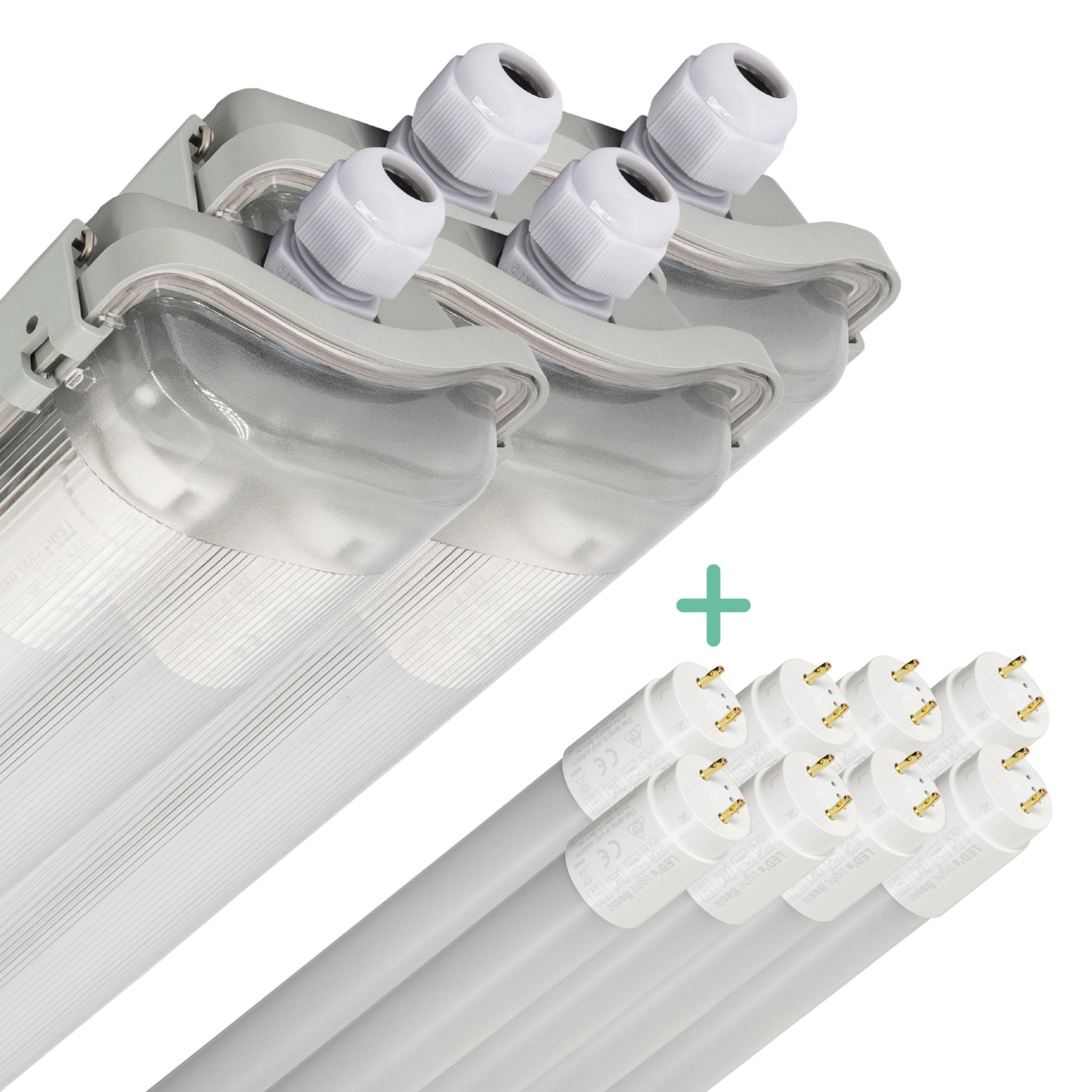 4 PACK - LED's Light LED TL dubbel armatuur 120 cm - 4000K - Compleet met 2 LED TL buizen 120 cm - 4320lm led.gl