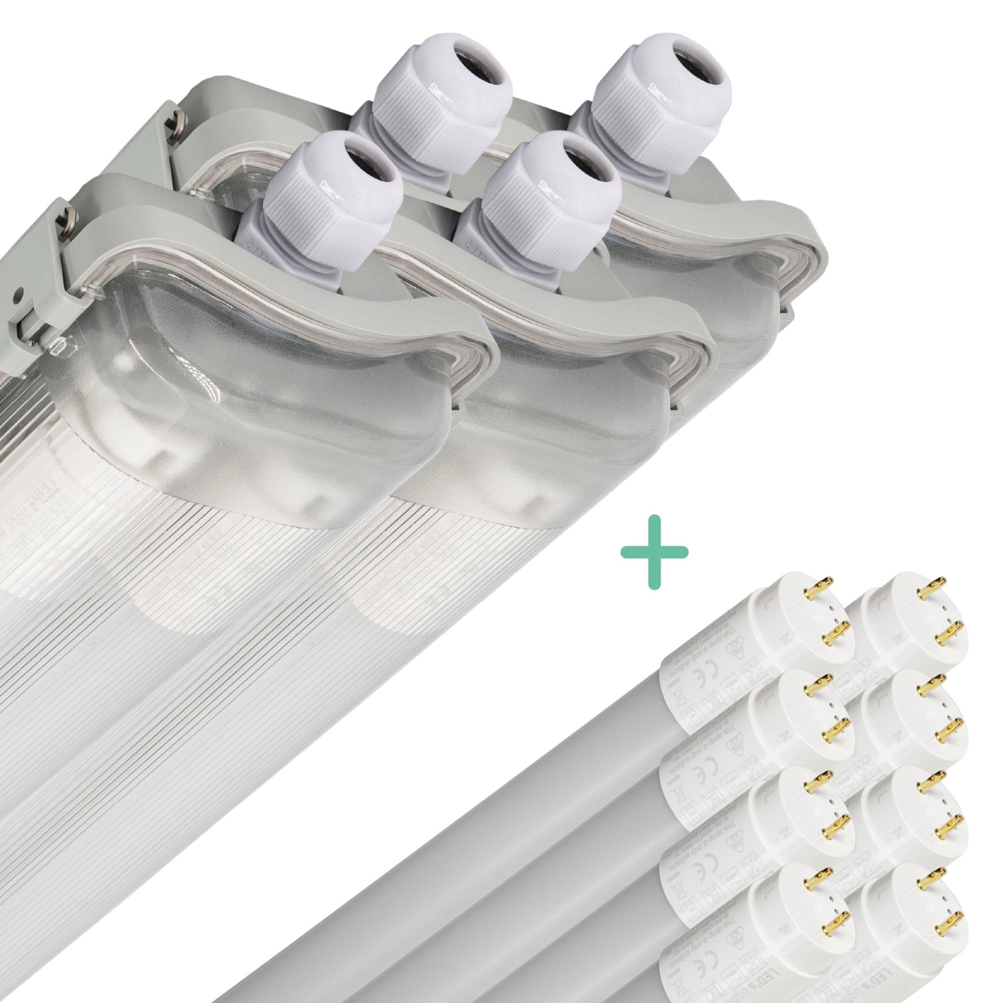 4 PACK - LED's Light LED TL dubbel armatuur 60 cm - Compleet met 2 LED TL buizen 60 cm - 2160lm led.gl