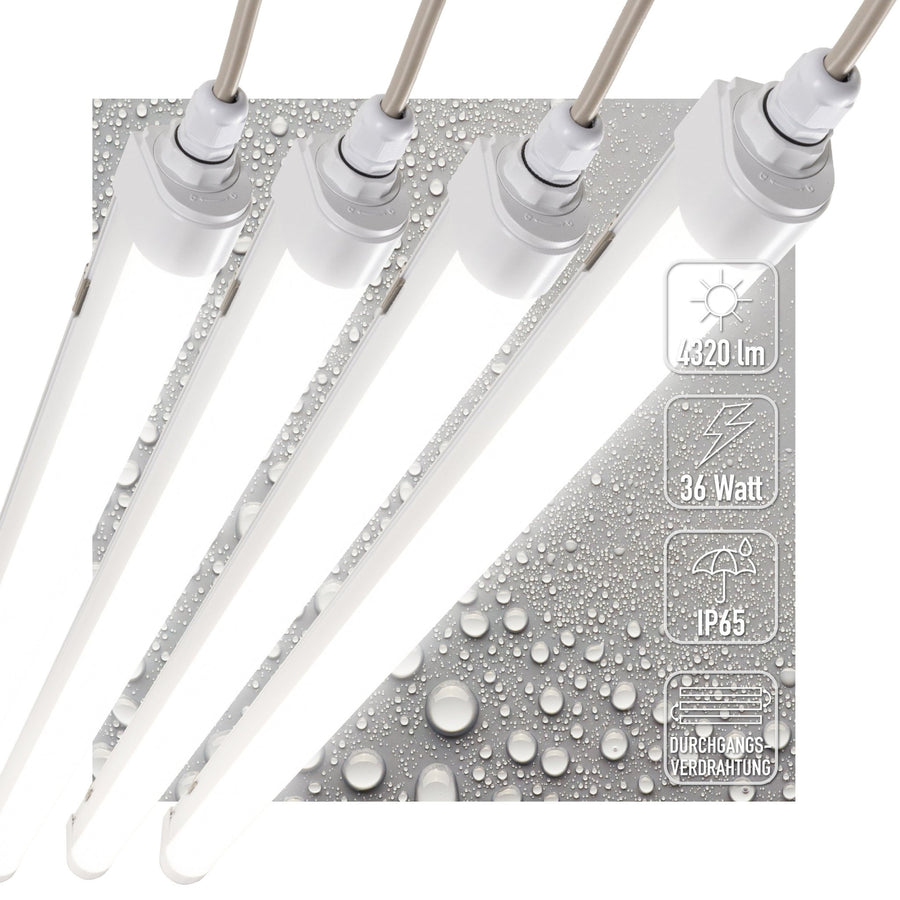 4 PACK - LED's Light LED TL lamp compleet - Koppelbaar tot 10 lampen - Waterdicht - 36W, 120cm, 4320lm 4000K - IP65 IK08 TL verlichting led.gl