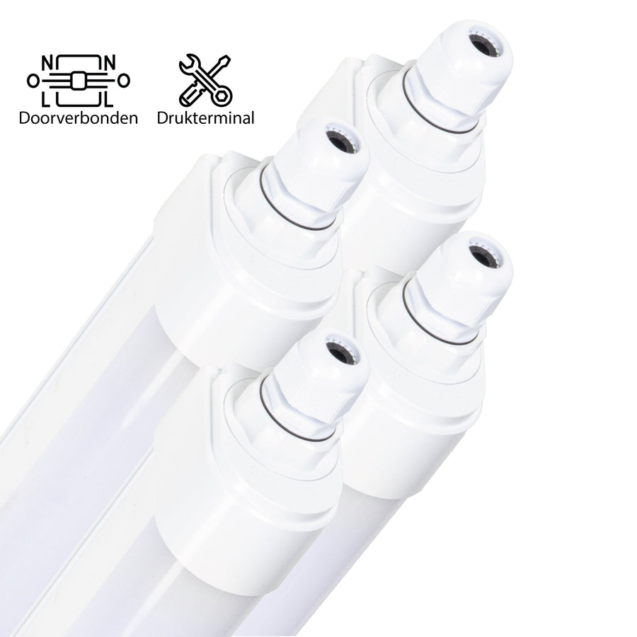 4 PACK - LED's Light LED TL lamp compleet - Koppelbaar tot 10 lampen - Waterdicht - 36W, 120cm, 4320lm 4000K - IP65 IK08 TL verlichting led.gl