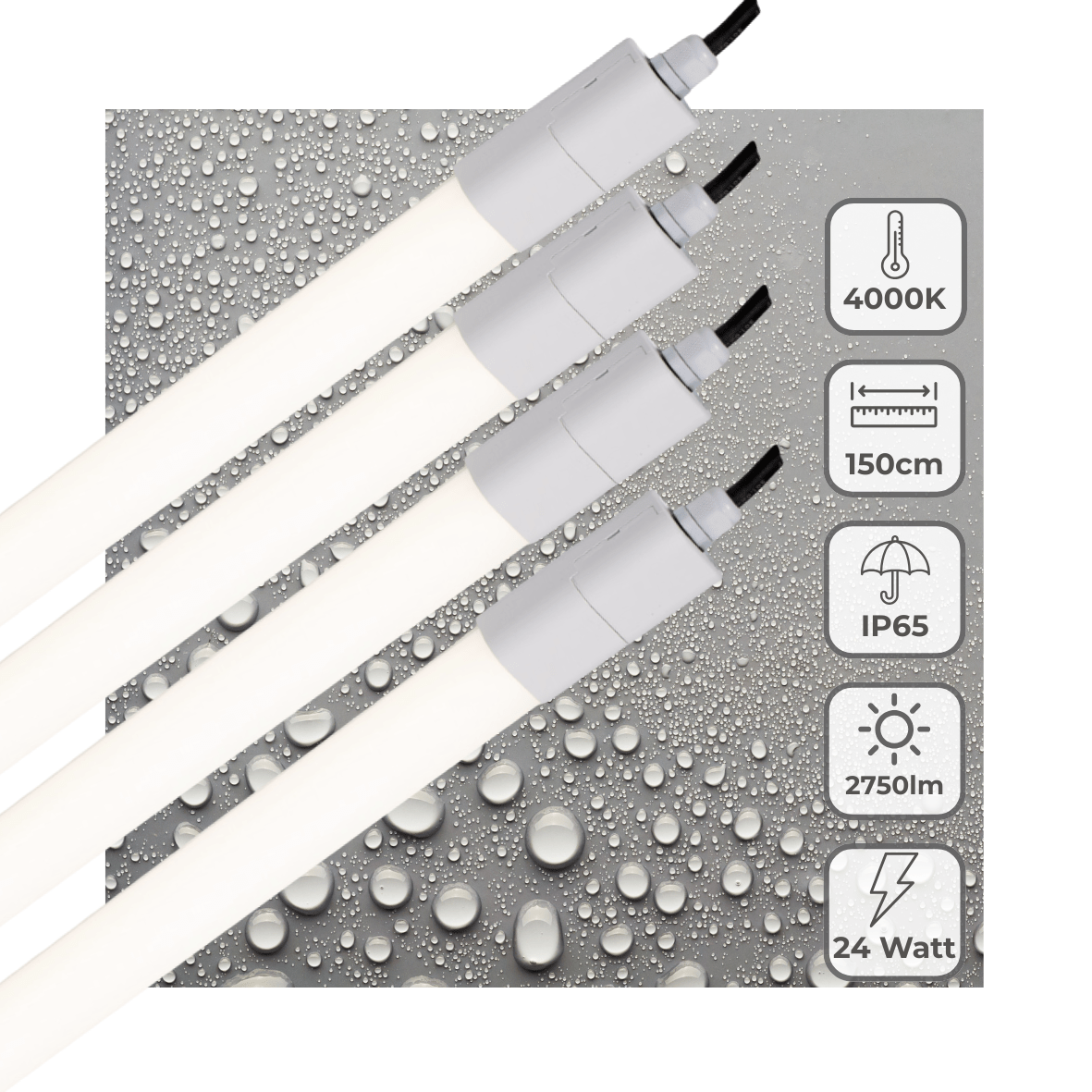 4 PACK - LED's Light LED TL verlichting compleet 150 cm - Geschikt voor buiten en binnen - 2750 lm TL verlichting led.gl
