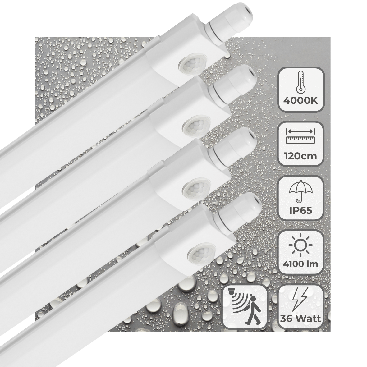 4 PACK - LED's Light LED TL verlichting met sensor 120 cm - Bewegingssensor en bewegingsdetectie - 4100 lm TL verlichting led.gl