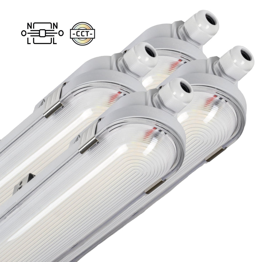 4 PACK - LED's Light pro Koppelbaar CCT/Power select TL armatuur met Strip - 180lm/w 39W 150cm 7020lm 3000K/4000K/6500K - IP65 IK08 TL verlichting led.gl