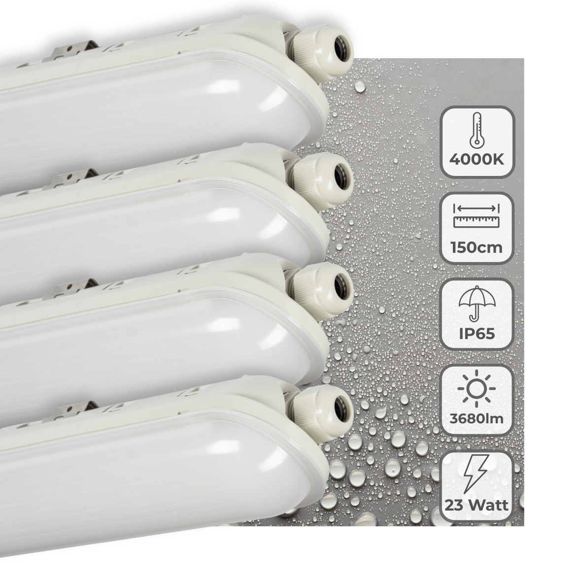 4 PACK - LED's Light Pro Premium Koppelbare LED TL armatuur compleet 150 cm - Waterdicht -23W 3680lm 4000K TL verlichting led.gl