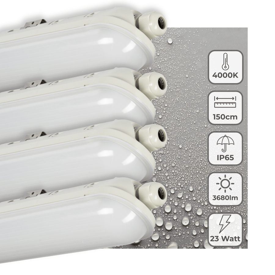 4 PACK - LED's Light Pro Premium Koppelbare LED TL armatuur compleet 150 cm - Waterdicht -23W 3680lm 4000K TL verlichting led.gl