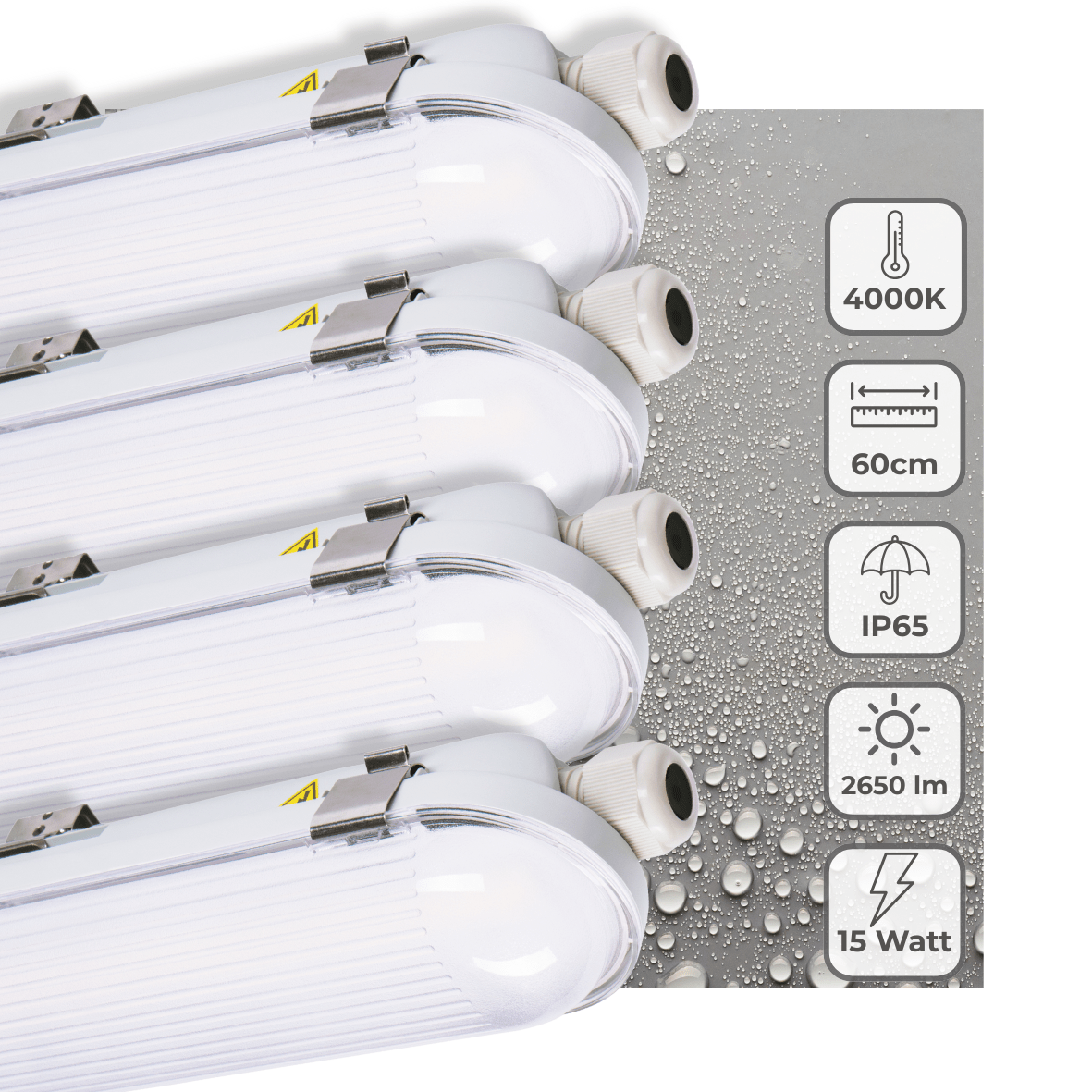 4 PACK - LED's Light Pro Philips TL Armatuur Strip 60 cm - Koppelbaar - Energielabel B - IP65 waterdicht - 2650 lm - 175lm/w TL verlichting led.gl