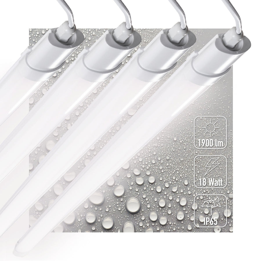 4 PACK - LED's Light TL Licht balk Batten 120 cm - Geschikt voor alle binnen en vochtige ruimtes - 18W - IP65 - IK08 - 1900lm TL verlichting led.gl