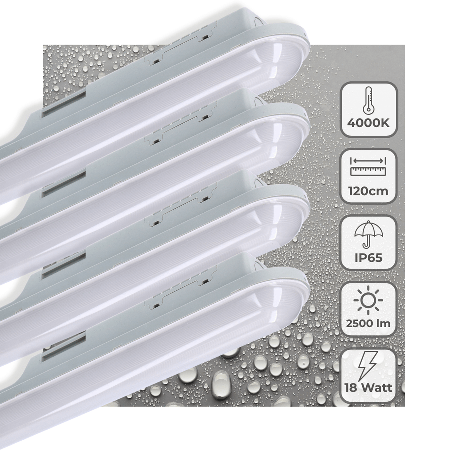 4 PACK - LED's Light Universele LED TL verlichting compleet 120 cm - voor binnen en buiten - 2500 lm TL verlichting led.gl
