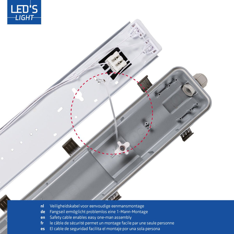 6 PACK - LED's Light Dubbele LED TL lamp 150 cm - compleet met LED buizen - Binnen en buiten - 6120 lm - 2x16.5W - 4000K - 185lm/w - Energielabel B led.gl