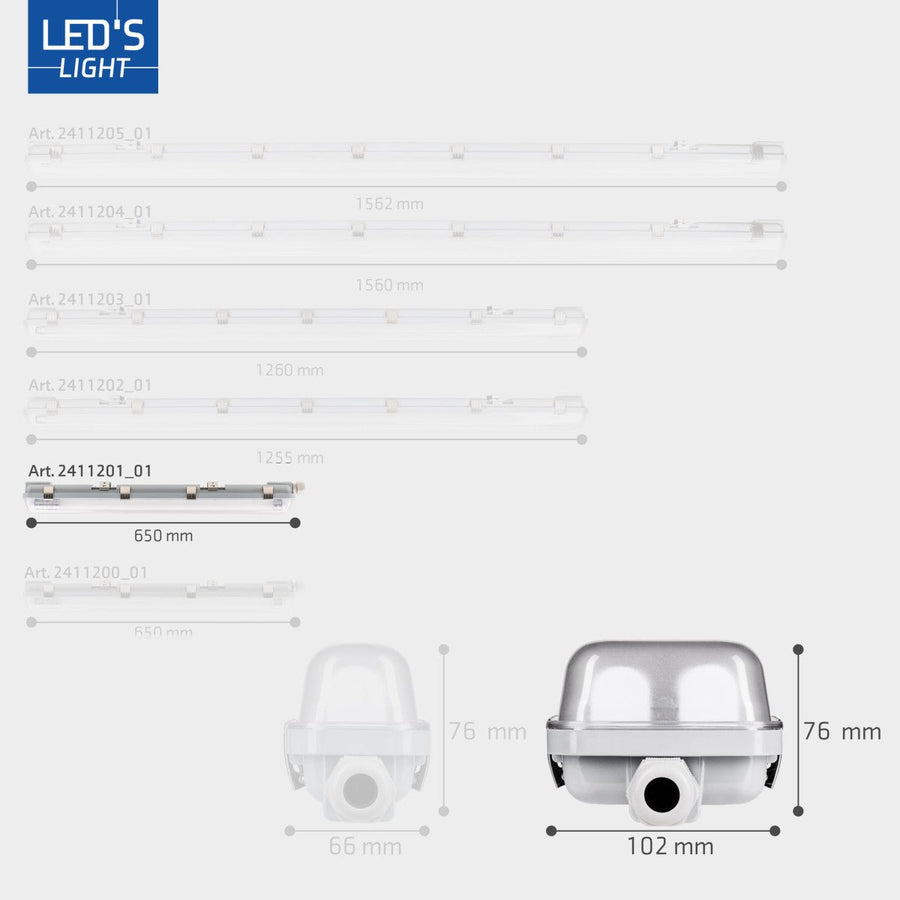6 PACK - LED's Light Dubbele LED TL lamp 120 cm - compleet met LED buizen - Binnen en buiten - 4260 lm - 4000K - 2x11.5W - 185lm/w - Energielabel B led.gl