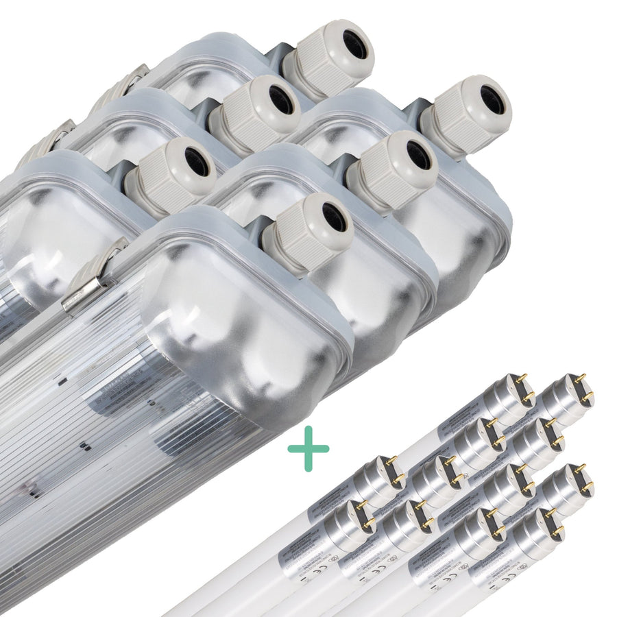 6 PACK - LED's Light Dubbele LED TL lamp 60 cm - compleet met LED buizen - Binnen en buiten - 2200 lm - 2x6W - 4000K - 185lm/w - Energielabel B led.gl