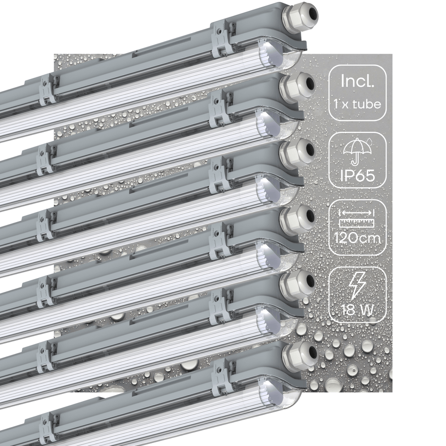 6 PACK - LED's Light LED TL armatuur met lamp 120 cm - Koud wit licht 6500 K - Waterdicht - Complete set led.gl