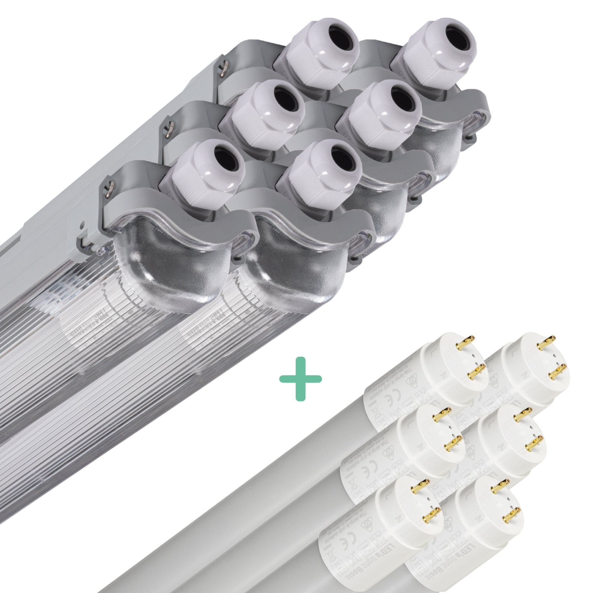 6 PACK - LED's Light LED TL armatuur met lamp 120 cm - Koud wit licht 6500 K - Waterdicht - Complete set led.gl