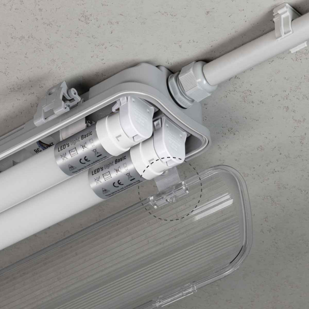 4 PACK - LED's Light LED TL dubbel armatuur 60 cm - Compleet met 2 LED TL buizen 60 cm - 2160lm led.gl