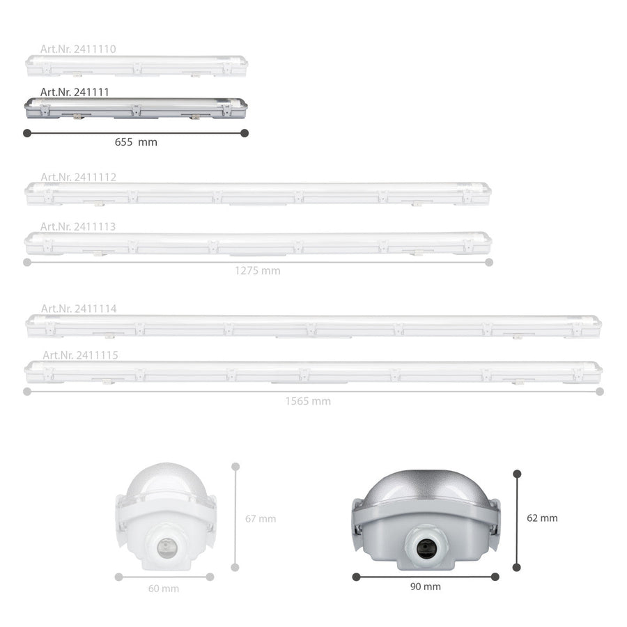 4 PACK - LED's Light LED TL dubbel armatuur 60 cm - Compleet met 2 LED TL buizen 60 cm - 2160lm led.gl
