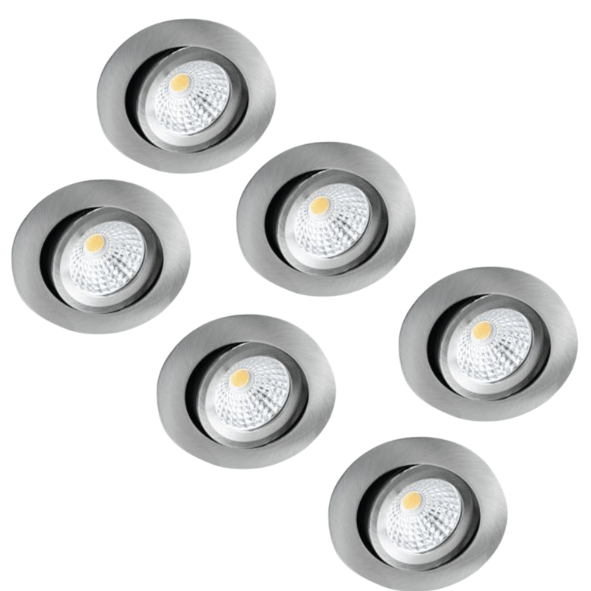 6 PACK - LED's Light Pro LED Inbouwspot Nikkel - DimToWarm - Ø 68mm - Kantelbaar - Warm wit licht - CRI95 Inbouwspots led.gl