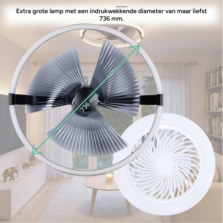 LED's Light Plafondventilator XL 74 cm - Bedienbaar met afstandsbediening - Zwart Plafondventilatoren led.gl