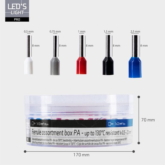 Adelhulzen assortiment set - 5 maten van 0.5mm² tot 2.5mm² - 400 stuks Snoeren led.gl