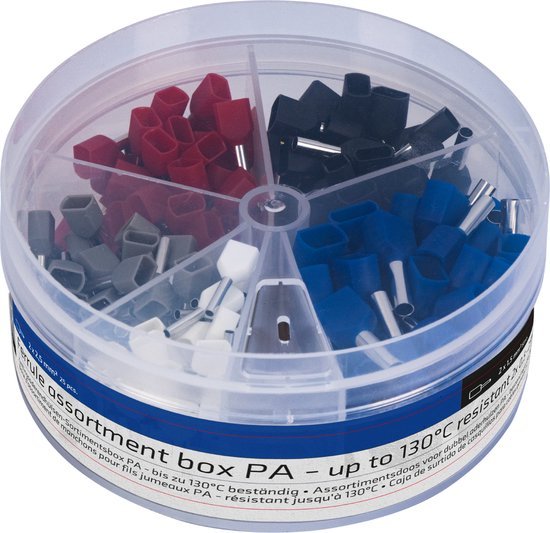 Adereindhulzen assortiment set - 5 maten van 0.5mm² tot 2.5mm² - dubbele draad hulzen - 225 Stuks Snoeren led.gl