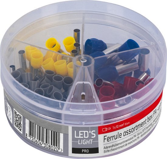 Adereindhulzen assortiment set - 5 Maten van 4mm² tot 16mm²- 225 Stuks Snoeren led.gl