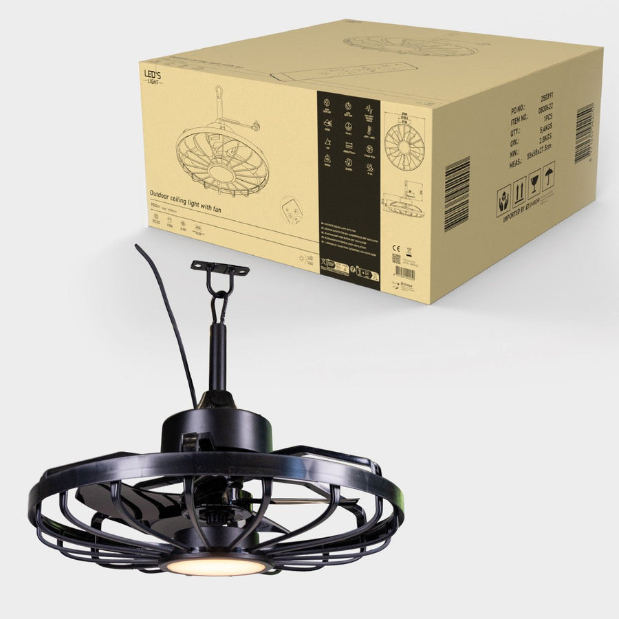 All-weather plafondlamp met ventilator – Ideaal voor veranda/overkapping en buiten/binnen ruimtes Plafondventilatoren led.gl
