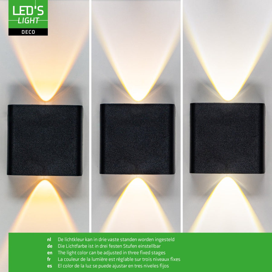 Buitenlamp met Lichtbron - Wandarmatuur - 170lm 2000K/2700K/4000K - Zwart - IP65 led.gl