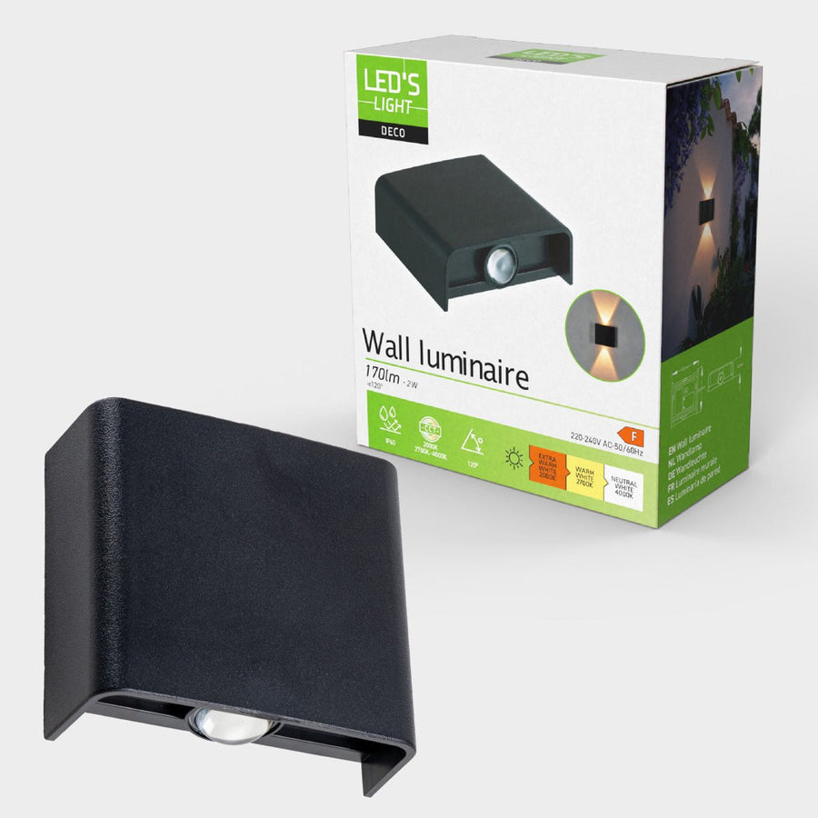 Buitenlamp met Lichtbron - Wandarmatuur - 170lm 2000K/2700K/4000K - Zwart - IP65 led.gl