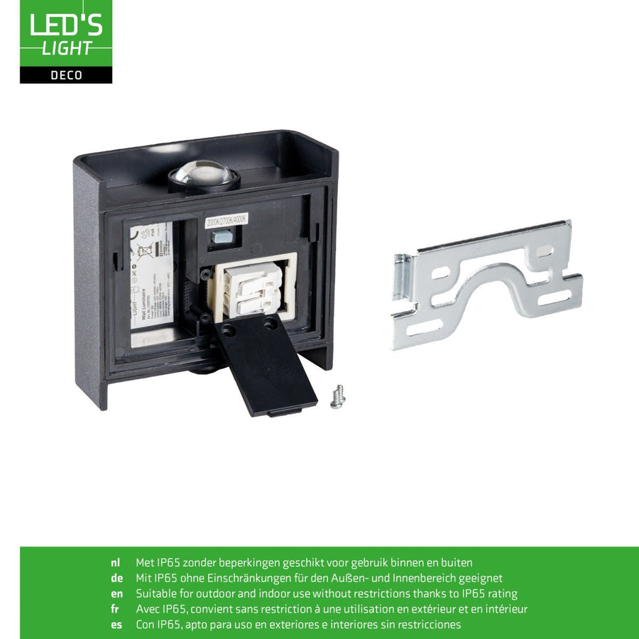 Buitenlamp met Lichtbron - Wandarmatuur - 170lm 2000K/2700K/4000K - Zwart - IP65 led.gl
