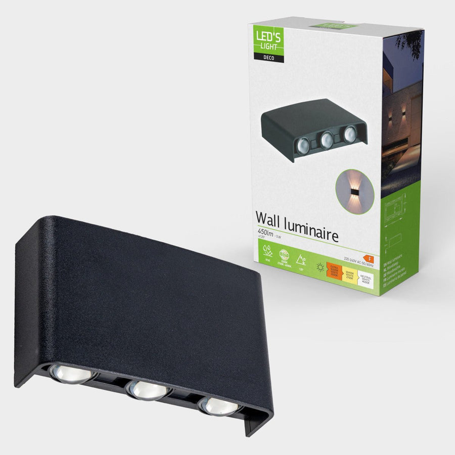 Buitenlamp met Lichtbron - Wandarmatuur - 450lm 2000K/2700K/4000K - Zwart - IP65 led.gl