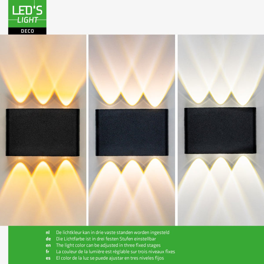 Buitenlamp met Lichtbron - Wandarmatuur - 450lm 2000K/2700K/4000K - Zwart - IP65 led.gl