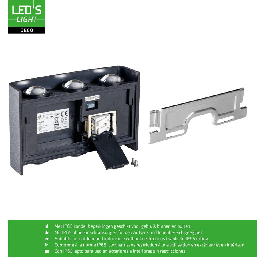 Buitenlamp met Lichtbron - Wandarmatuur - 450lm 2000K/2700K/4000K - Zwart - IP65 led.gl