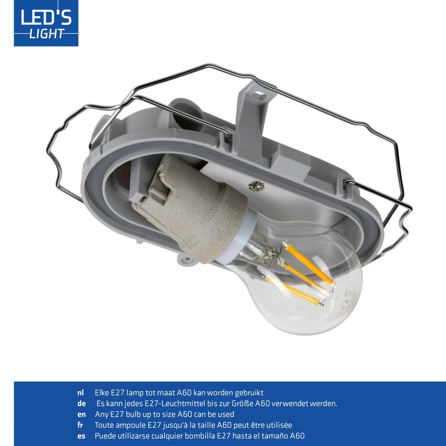 Buitenlamp Wandarmatuur Bulkhead IP44 – Grijs – Zonder Lichtbron – E27 Buitenlampen led.gl