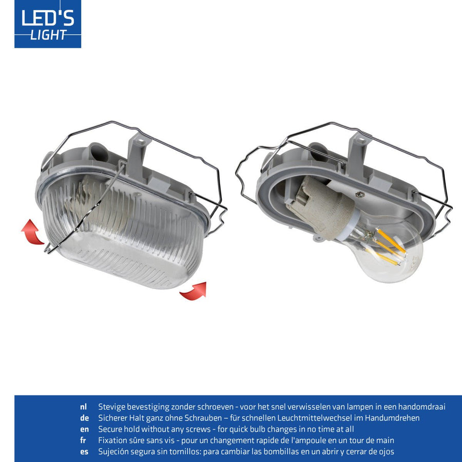 Buitenlamp Wandarmatuur Bulkhead IP44 – Grijs – Zonder Lichtbron – E27 Buitenlampen led.gl