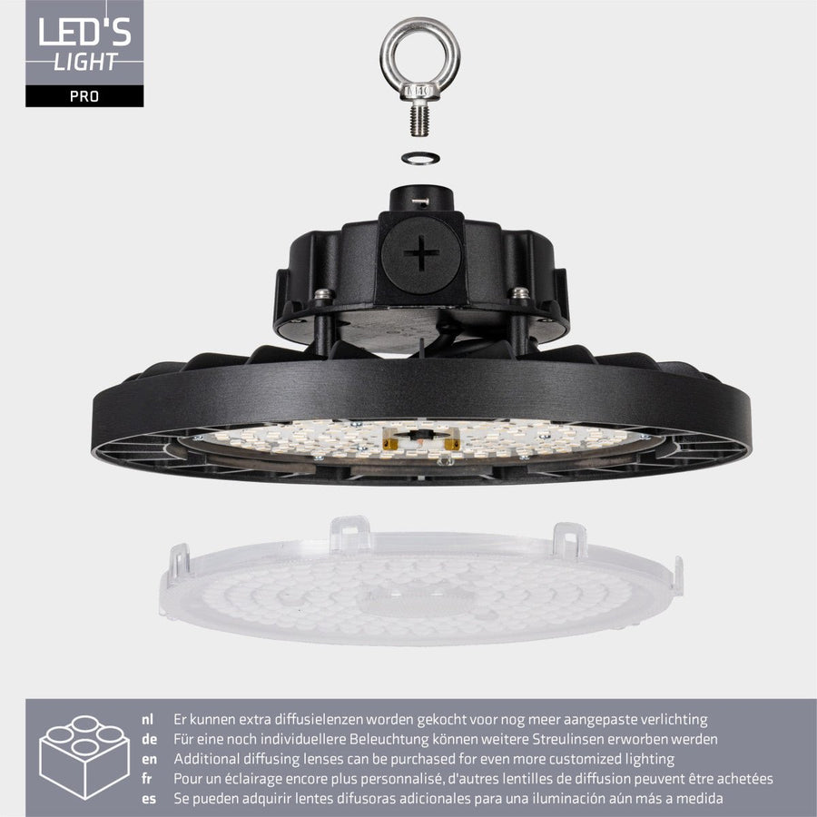 LED's Light pro High Bay - 150W - 1-10V Dimbaar - Power select - Energieklasse A - 27750lm 4000K - Sosen Driver - IP65 - IK10 - Klasse 1 High bays led.gl
