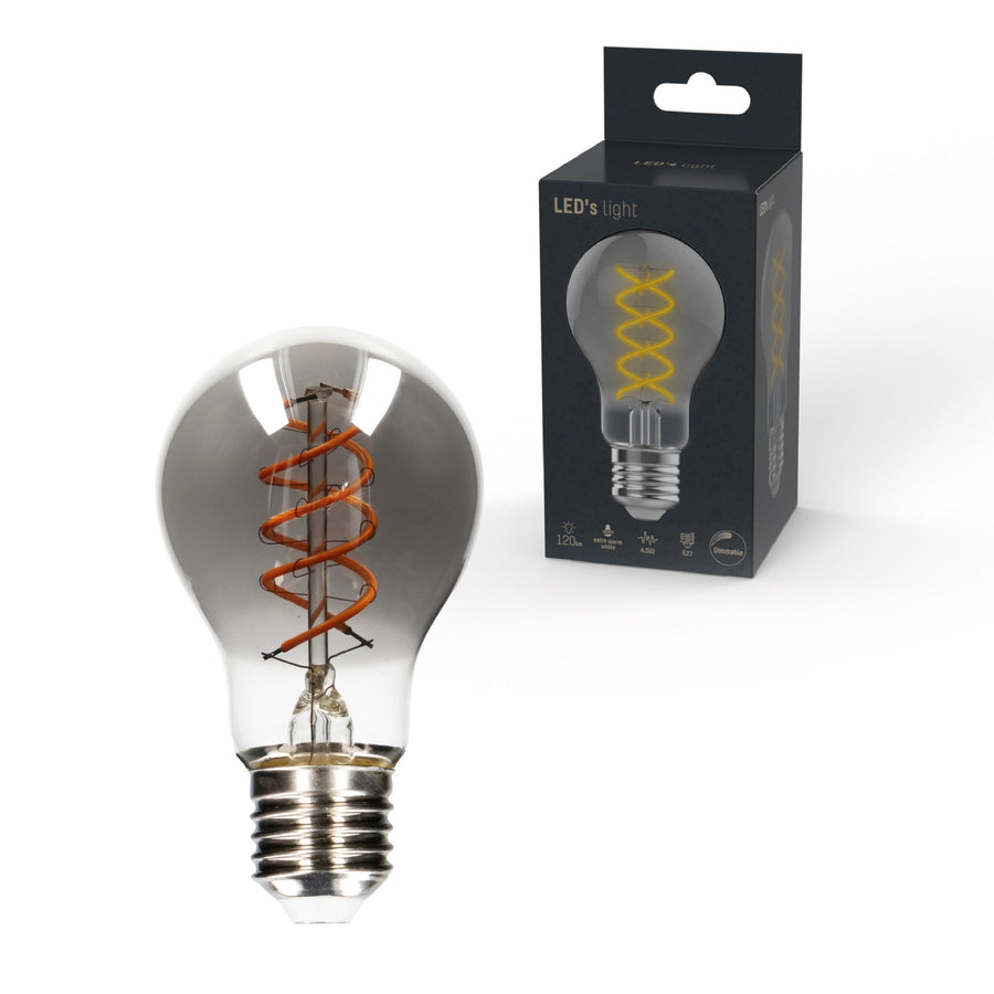 LED Filamentlamp A60 met Rookglas - E27 fitting - 4,5W - 120 Lumen - Extra warm wit (1800K) - Dimbaar Dimbare filament lampen led.gl