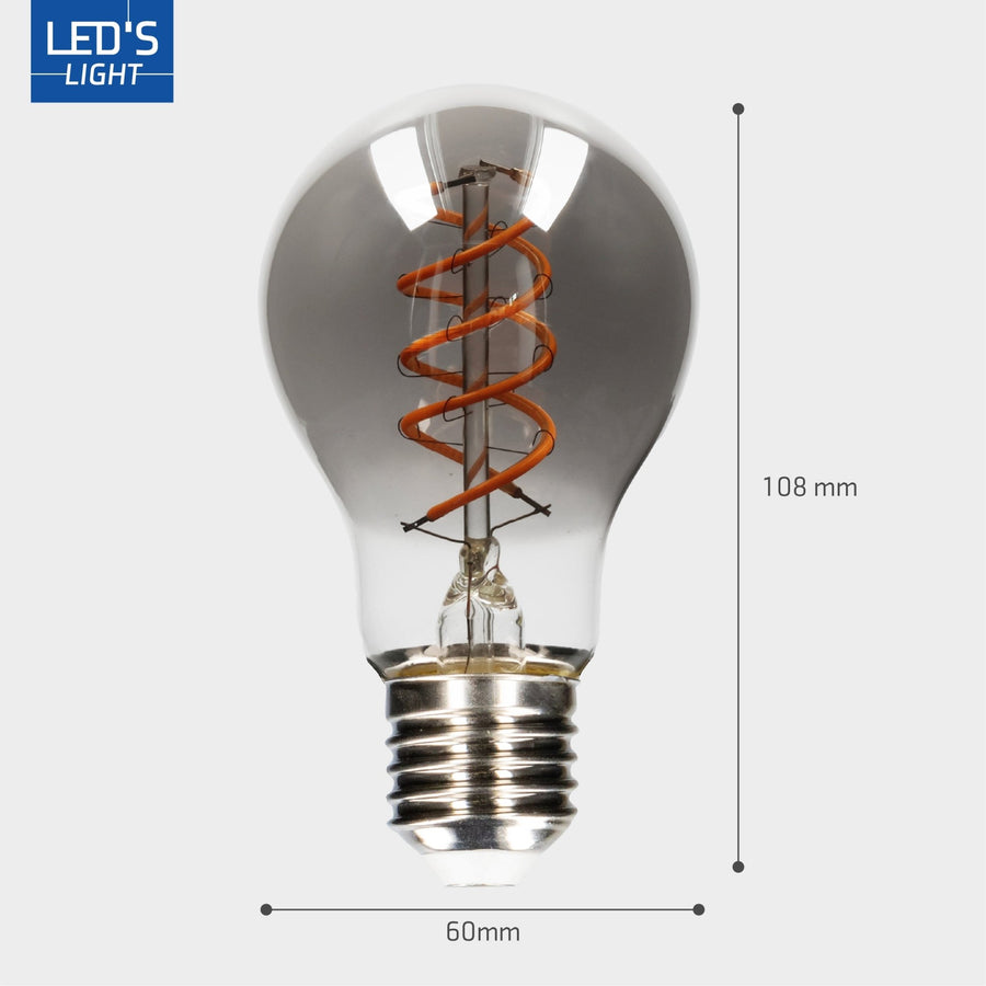 LED Filamentlamp A60 met Rookglas - E27 fitting - 4,5W - 120 Lumen - Extra warm wit (1800K) - Dimbaar Dimbare filament lampen led.gl