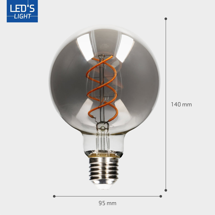 LED Lamp Smokey E27 - Edison Vintage - Dimbaar licht - Bol G95 Dimbare filament lampen led.gl