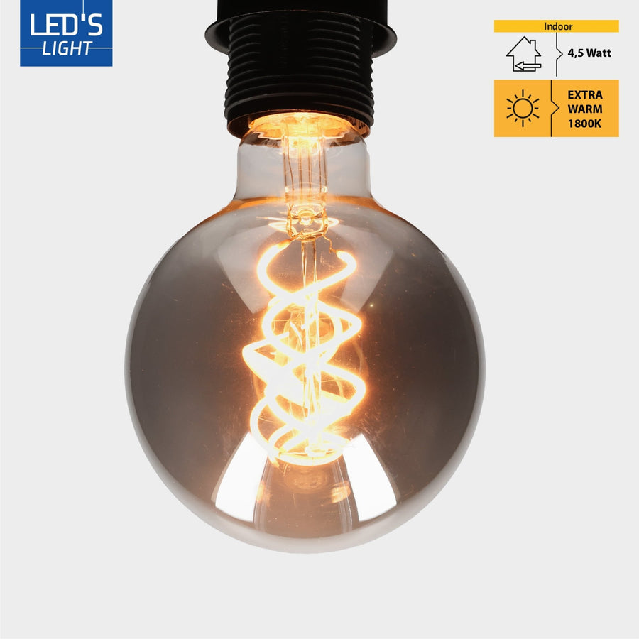 LED Lamp Smokey E27 - Edison Vintage - Dimbaar licht - Bol G95 Dimbare filament lampen led.gl