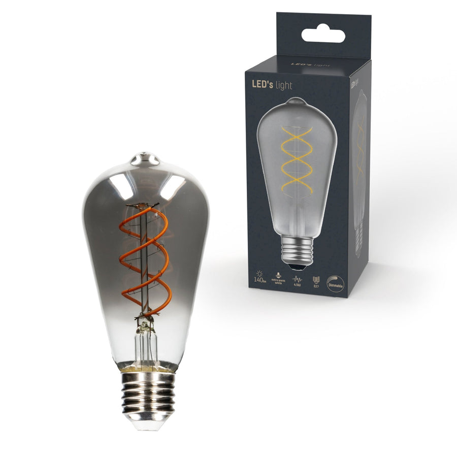 LED Lamp smokey E27 - Nostalgisch retro - Dimbaar warm wit licht - Edison ST64 Dimbare filament lampen led.gl