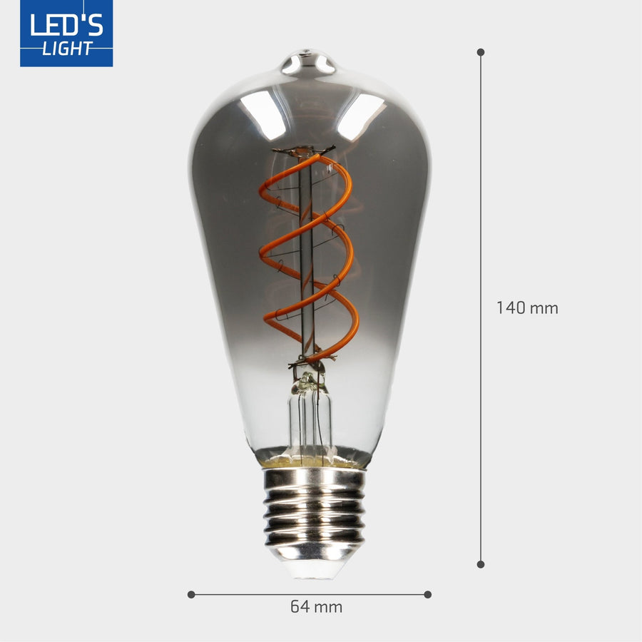 LED Lamp smokey E27 - Nostalgisch retro - Dimbaar warm wit licht - Edison ST64 Dimbare filament lampen led.gl