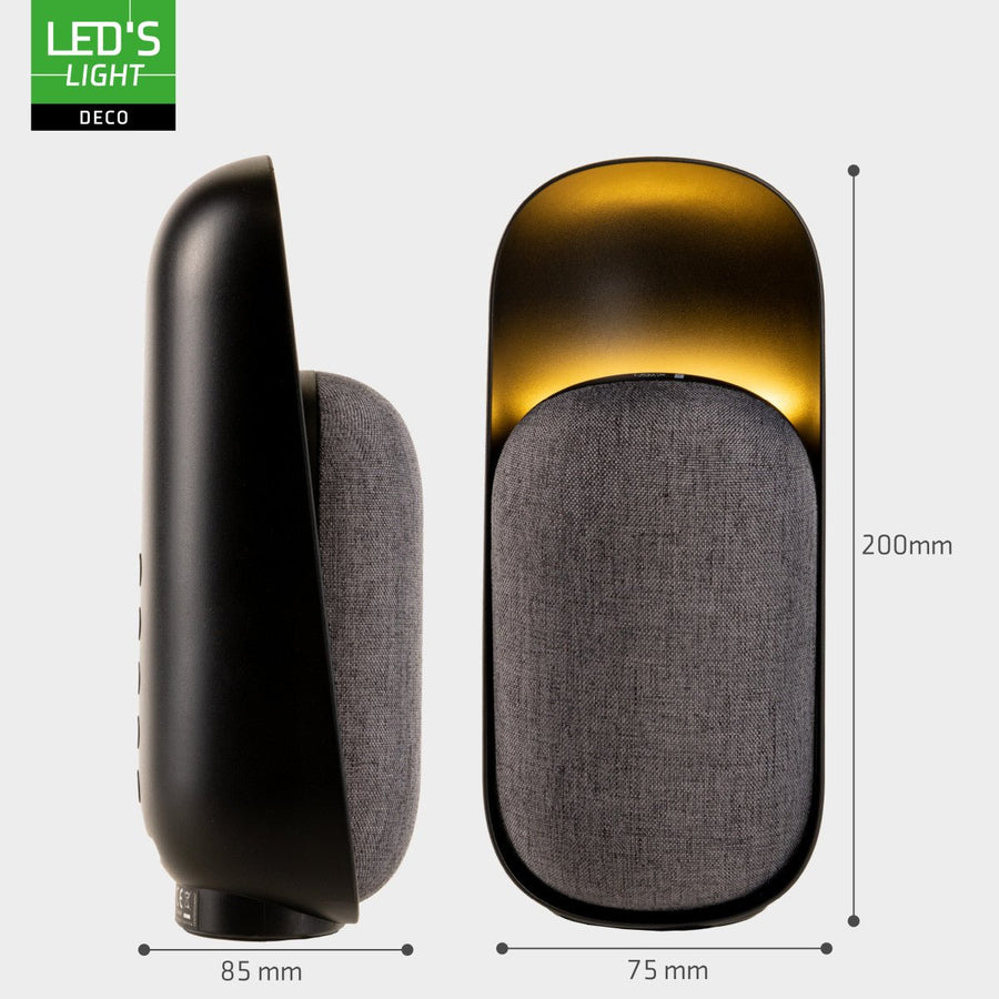 LED-nachtlamp met Bluetooth-luidspreker – Oplaadbaar – 1200 mAh – IP20 – Zwart Nachtlampjes led.gl