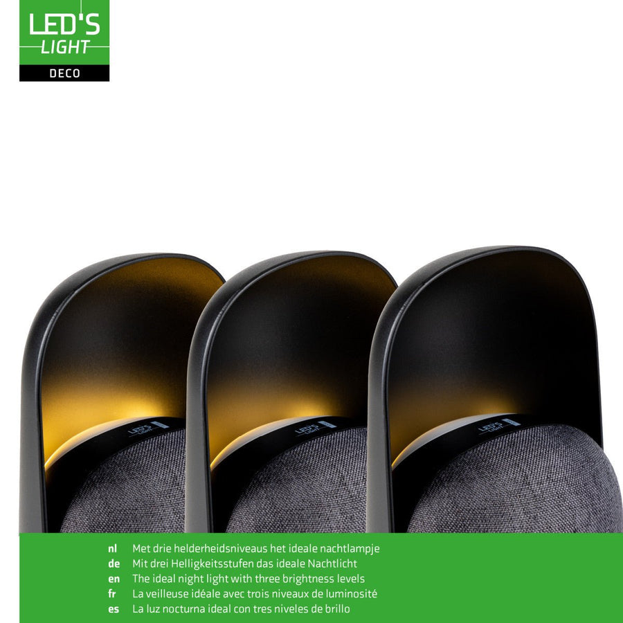 LED-nachtlamp met Bluetooth-luidspreker – Oplaadbaar – 1200 mAh – IP20 – Zwart Nachtlampjes led.gl
