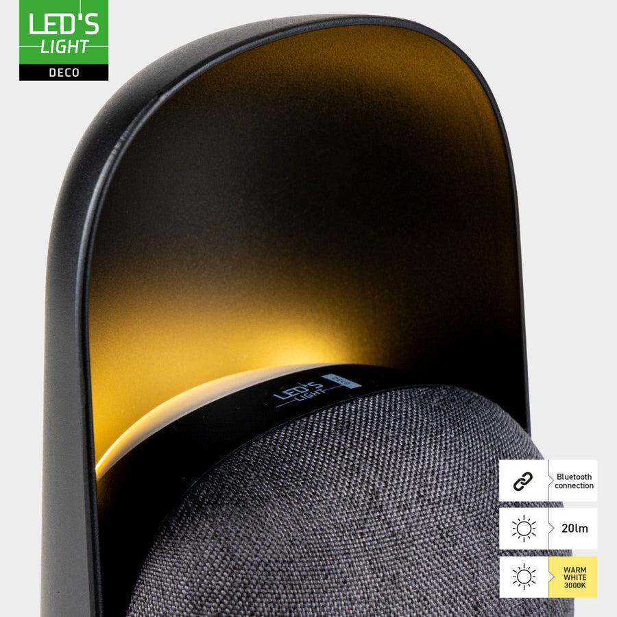 LED-nachtlamp met Bluetooth-luidspreker – Oplaadbaar – 1200 mAh – IP20 – Zwart Nachtlampjes led.gl